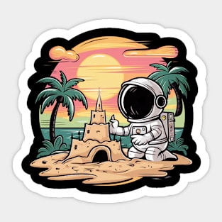 Astronauts make sand castles Sticker